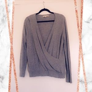 LOFT Grey Deep V Sweater